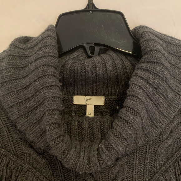 Joie Viviam Fringe Knit Wool/Cashmere Blend Turtleneck Cableknit Sweater - Picture 4 of 16